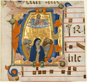 Himmelfahrt in einem Initial V von Niccolò di ser Sozzo