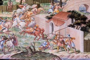 Detail des Freskos in der Halle der Schlachten der Schlacht von La Higueruela 1431 (Detail)