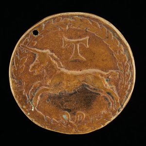 Einhorn und Tau-Kreuz [Rückseite], um 1480-1486