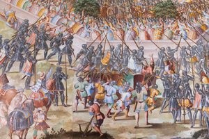 Detail des Freskos in der Halle der Schlachten der Schlacht von La Higueruela 1431
