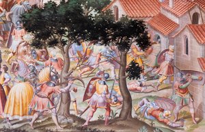Detail des Freskos in der Halle der Schlachten der Schlacht von La Higueruela 1431
