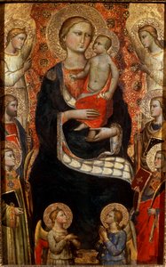 Madonna mit Kind, Heiligen und Engeln, spätes 14. oder frühes 15. Jahrhundert von Niccolo di Pietro Gerini