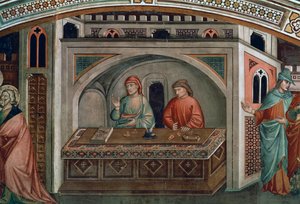 Zwei Banker, Detail aus dem Leben des heiligen Matthäus von Niccolo di Pietro Gerini