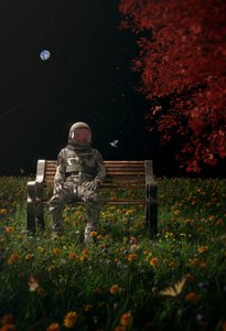 Astronaut Weltraumgarten