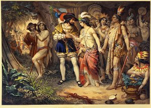 Der Maya-Häuptling Zingari stellt seine Schwester Hernan Cortes vor von Nicholas Eustache (after) Maurin