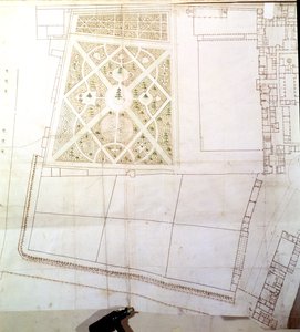 Lageplan und Vermessung von The Wilderness, Hampton Court, ca. 1710-14
