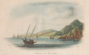 Satz von zehn: 1. Sir John Moores Angriff vor Basse Terre Guadaloupe. 2. Rouseau in den Westindischen Inseln. 3. Guanahani oder Cat Island. .... von Nicholas Pocock