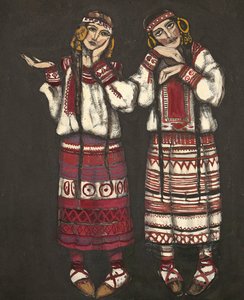 Kostümentwurf für das Ballett Le Sacre du Printemps von I. Stravinski, 1930 von Nikolai Konstantinowitsch Roerich