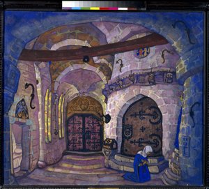Im Kloster. Bühnenbild für die Oper Schwester Beatrice von A. Davydov. von Nicholas Roerich