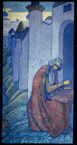 Der russische Barde Bojan spielt Gusli im 11. Jahrhundert von Nicholas Roerich