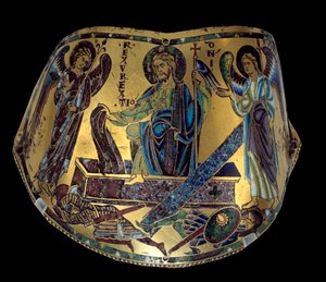 Armilla: Die Auferstehung. Zeremonienarmreif aus Meuse-Kupfer und Emaille. Werkstatt von Nicolas Verdun (ca. 1130/50-1205). Mittelalter, ca. 1170-1180. Paris, Musée du Louvre von Nicholas of Verdun