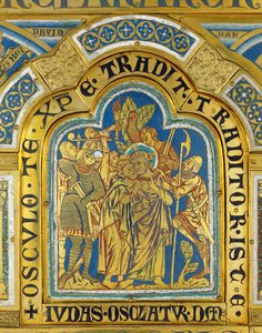 Kuss des Judas, vom Verduner Altar von Nicholas of Verdun