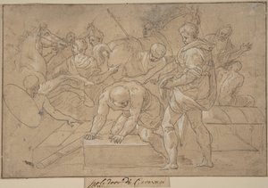 Historische Szenenkomposition Studie für Chapelle de Guise, 16. Jahrhundert von Nicolò dell