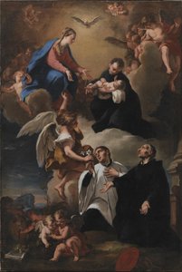 Der Heilige Geist, Engel und die Jungfrau mit den Heiligen Markus, Stanislaus Kostka (das Kind haltend), Aloysius Gonzaga und Francesco Borgia