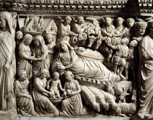 Gotische Kunst und Architektur: Heimsuchung und Geburt Christi (Detail)