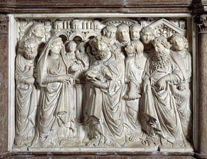 Darstellung Jesu im Tempel Stuhl von Nicola Pisano (1215/20-1278/84) (Marmorkanzel) 1260 Baptisterium San Giovanni di Pisa, Italien von Nicola Pisano