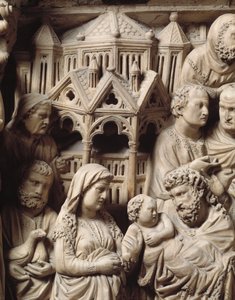 Die Darstellung im Tempel und die Flucht nach Ägypten (Detail) von Nicola Pisano
