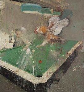 Billard mit einem Hahn, 2021 von Nicola Pucci
