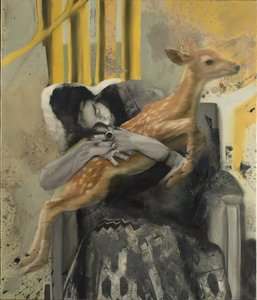 Frida mit einem Reh, 2018 von Nicola Pucci