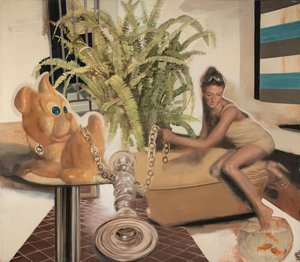 Mädchen mit einem gelben Hund, 2011 von Nicola Pucci