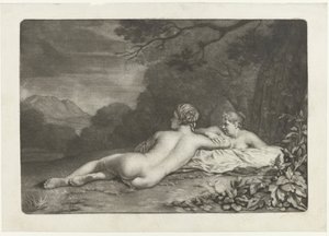 Landschaft mit zwei Nymphen von Nicolaas Verkolje