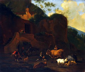 Bauern und Vieh, 17. Jahrhundert von Nicolaes Berchem