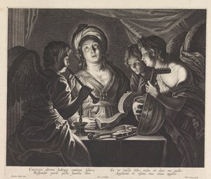 Hl. Cäcilia mit drei musizierenden Engeln von Nicolaes Lauwers