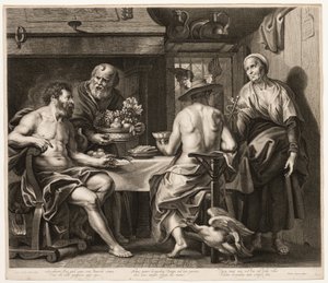 Jupiter und Merkur mit Baucis und Philemon von Nicolaes Lauwers
