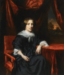 Porträt einer Frau in einem schwarzen Kleid von Nicolaes Maes