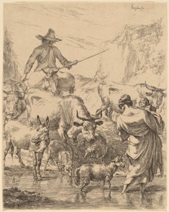 Herde überquert den Bach von Nicolaes Pietersz Berchem
