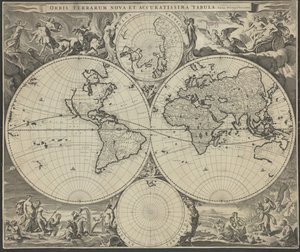 Orbis terrarum nova et accuratissima tabula, ca. 1690 von Nicolaes Visscher
