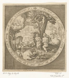 Adam und Eva im Paradies (Von der Schöpfung bis zur Vertreibung aus dem Paradies, Serie) von Nicolaes de Bruyn
