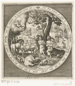 Der siebte Tag der Schöpfung: Adam und Eva im Paradies von Nicolaes de Bruyn