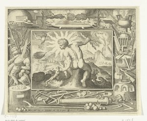 Element Feuer als junger Mann mit Blitzen (Ignis, Die vier Elemente) von Nicolaes de Bruyn