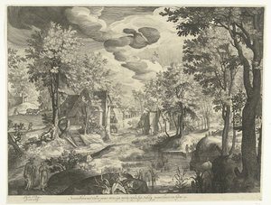 Landschaft mit Hagar und Ismael von Nicolaes de Bruyn