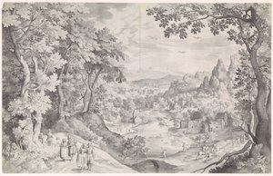 Landschaft mit Hirschjagd von Nicolaes de Bruyn