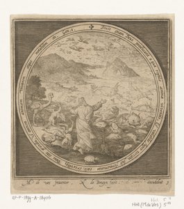 Fünfter Tag der Schöpfung: Gott erschafft Fische und Vögel von Nicolaes de Bruyn