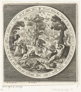 Sechster Tag der Schöpfung: Gott erschafft die Tiere und Adam und Eva (Von der Schöpfung bis zur Vertreibung aus dem Paradies, Serie) von Nicolaes de Bruyn