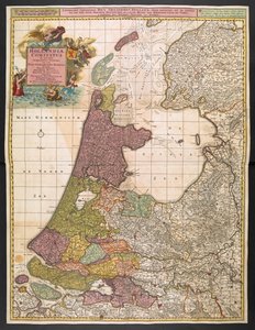 Karte von Holland, zeigt Siedlungen, Sümpfe, Wälder, Hügel, Straßen, Flüsse und andere geografische Merkmale von Nicolaes the Elder Visscher