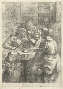 Drei alte Frauen essen an einem Tisch von Nicolaes van Haeften
