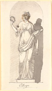 Kalliope, die Muse der epischen Dichtung als Statue in einer Nische