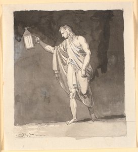 Diogenes, der im Dunkeln mit einer Laterne leuchtet von Nicolai Abildgaard