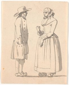 Ein Bauer und seine Frau stehen sich gegenüber