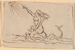 Eine Meerjungfrau zeigt auf die Sonne von Nicolai Abildgaard