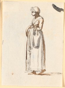 Eine Frau geht nach links mit einem Korb über dem Arm von Nicolai Abildgaard