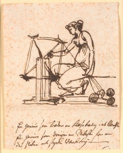 Eine Frau, die Garn auf einer Spindel spinnt von Nicolai Abildgaard