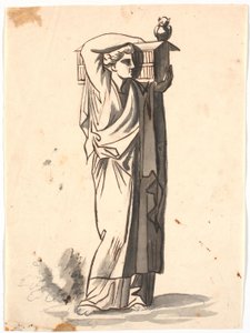 Eine Frauenfigur, die eine Lade auf der linken Schulter trägt von Nicolai Abildgaard