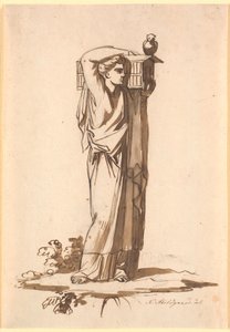 Eine Frauenfigur, die eine Lade auf der linken Schulter trägt von Nicolai Abildgaard