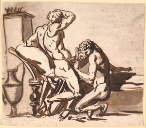 Ein nackter Mann, der einen anderen nackten Mann beschneidet, oder: Uranos wird von Kronos entmannt?