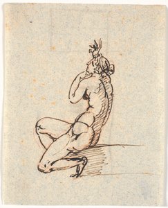 Eine nackte sitzende Frau, nach links gewandt, mit erhobener rechter Hand von Nicolai Abildgaard